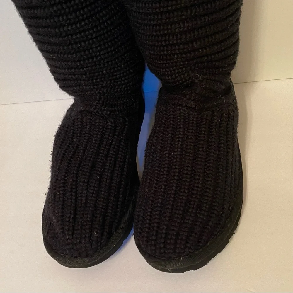 UGG WOMENS BOOTS BLACK CARDY TALL KNIT SIZE 6 WINTER SHOES